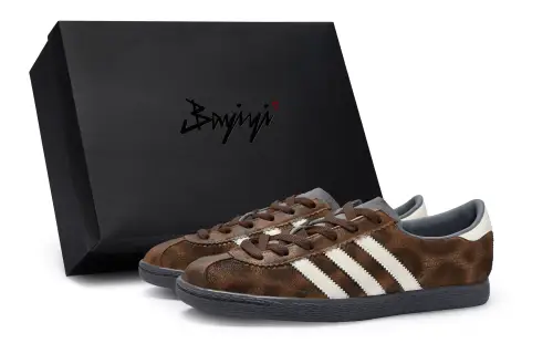 Adidas Originals Stadt 811 Manufacturing, Beige Leopard Print, Special Shoe Box Low top Skateboard Shoes Men's