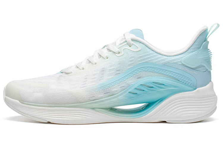 Xtep Hydrogen Wind 5.0 Round Toe Lace Fabric Shock Absorbing Breathable Lightweight Low Top Hydrogen Wind Technology Sprint Running Shoes Men's White Blue