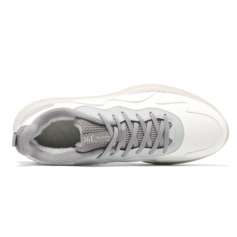 361° Fleece Lined, Comfortable Versatile Slip Resistant Lightweight Thermal Low top Running Shoes Men’s White Gray