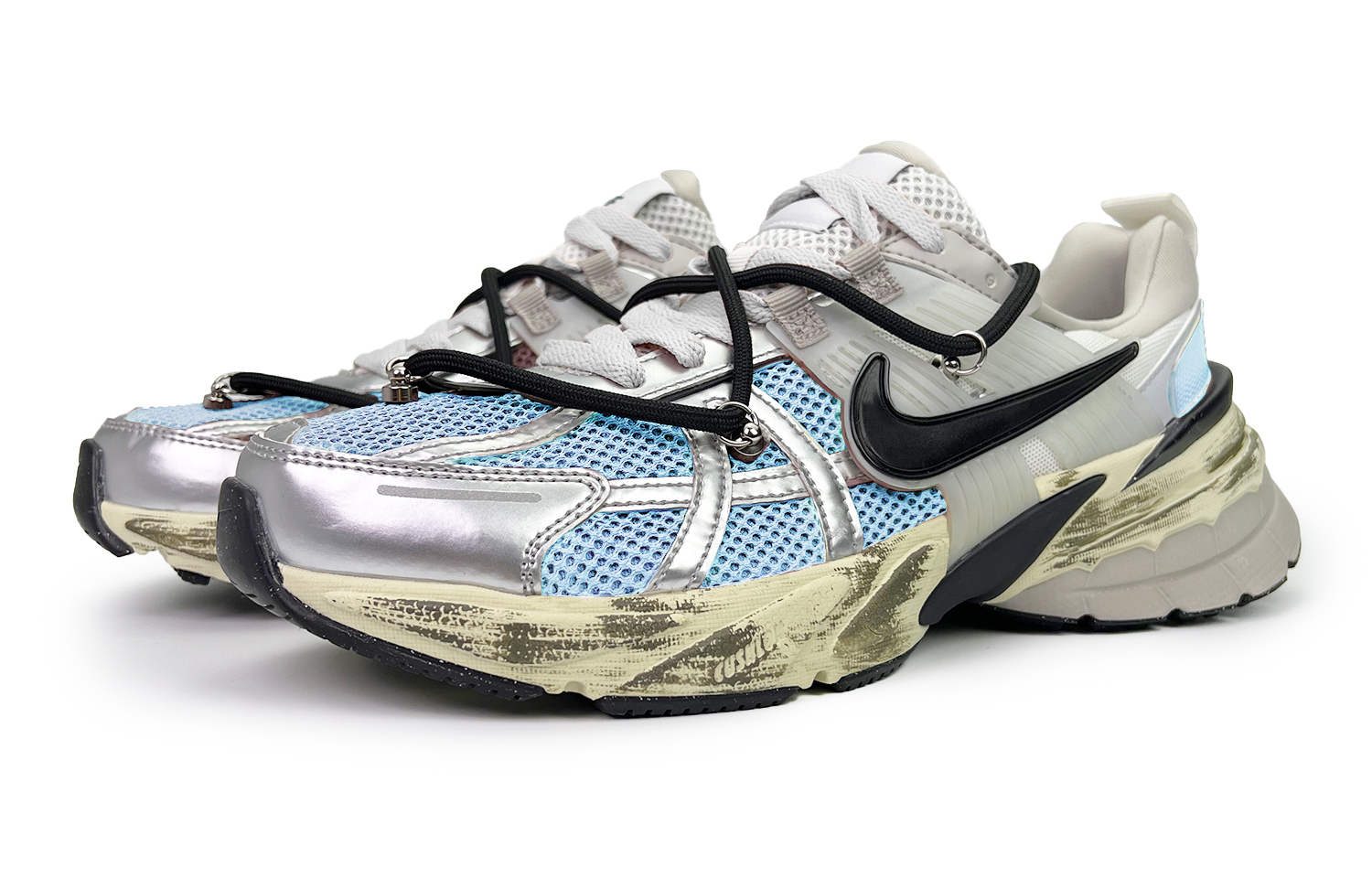 Nike V2K Run Low top Running Shoes Unisex Blue Silver