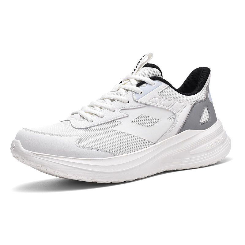 LOTTO Textile, Synthetic Leather Cushioning Slip Resistant Abrasion Resistant Low top Running Shoes Men’s White Blue