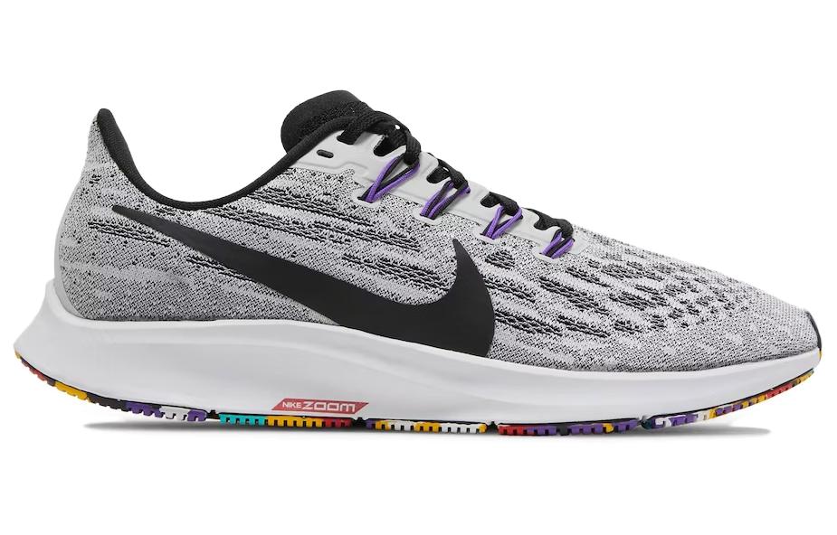 Мужские кроссовки Nike Pegasus 36 Zoom (серые / белые) — 白色/超级葡萄紫/翡翠绿/黑 — фото 2