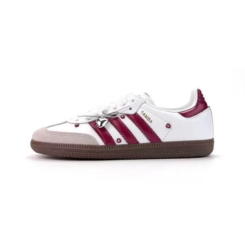 Adidas Originals SAMBA OG Slip Resistant Abrasion Resistant Low top Skateboard Shoes Women's White Red