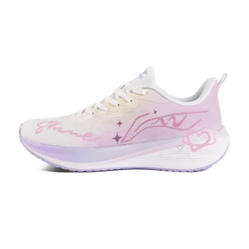 Li Ning WuShi Lite Cushioning Abrasion Resistant Breathable Low top Casual Running Shoes Women's Pink Purple
