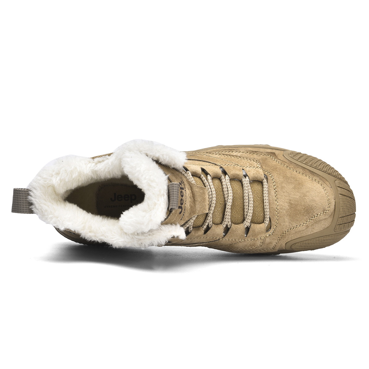 Jeep Hiking, Casual Versatile, Fleece Lined, Sports Abrasion Resistant Thermal Mid top Outdoor Shoes Men’s Khaki