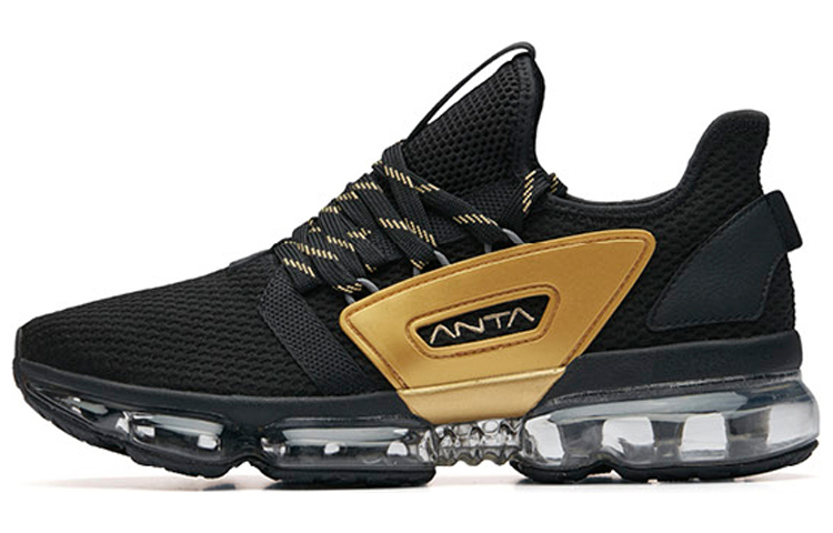 Anta SEEED Comfortable Slip Resistant Abrasion Resistant Low top Running Shoes Men's Black Yellow