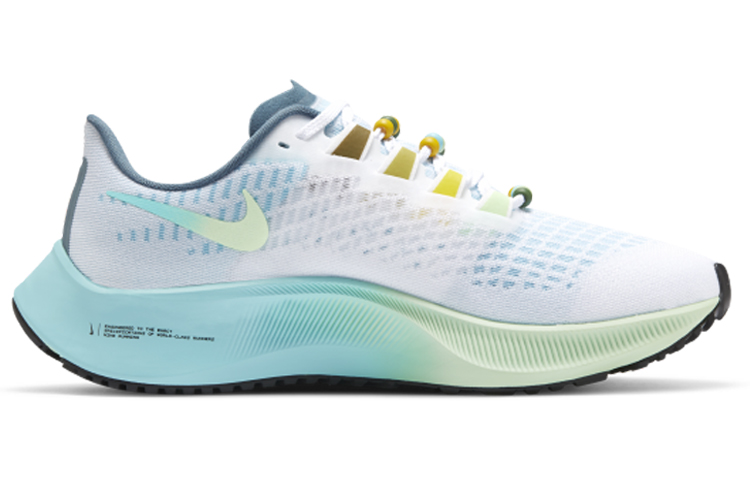 Женские кроссовки Nike Pegasus 37 (бело-голубые) — 白色/浅蓝/激光橙/蒸气绿 — фото 2