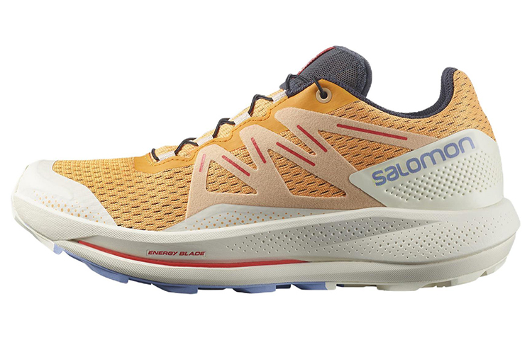 SALOMON Pulsar Trail Fabric Abrasion Resistant Low top Running Shoes Women's Brown Lemon Yellow