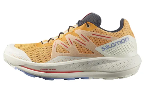 SALOMON Pulsar Trail Fabric Abrasion Resistant Low top Running Shoes Women's Brown Lemon Yellow