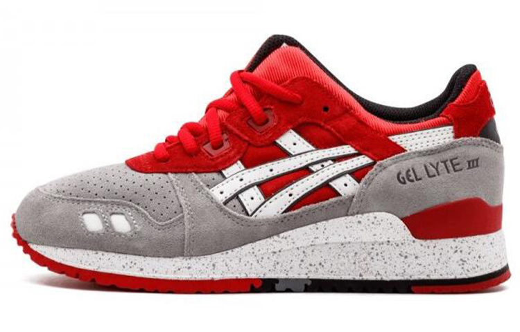 Asics Gel Lyte 3 Textile, Synthetic Leather Low top Running Shoes Men's Red Gray Multicolor