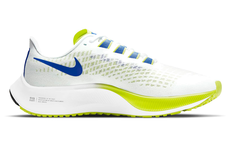 Женские кроссовки Nike Pegasus 37 (белый / синий / зеленый) — Белый / синий / зелёный — фото 2