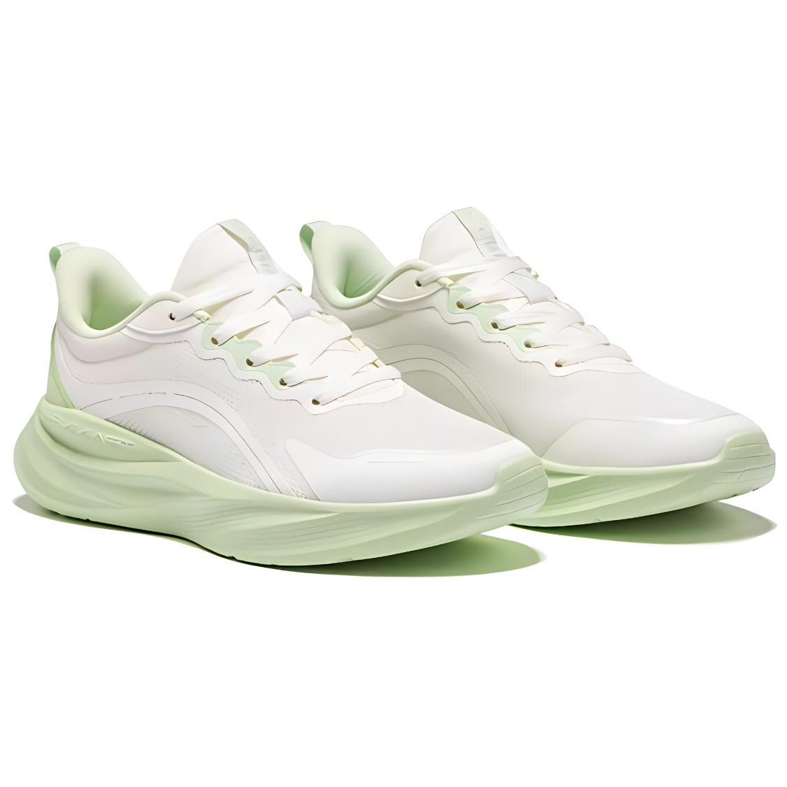 Erke Wander Cushioning Slip Resistant Abrasion Resistant Low top Casual Running Shoes Women’s White Green
