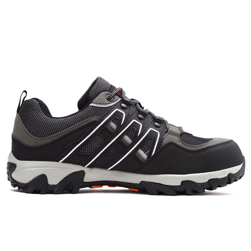LARNMERN Slip Resistant, Abrasion Resistant, Reflective Low top Outdoor Shoes Unisex Black Gray