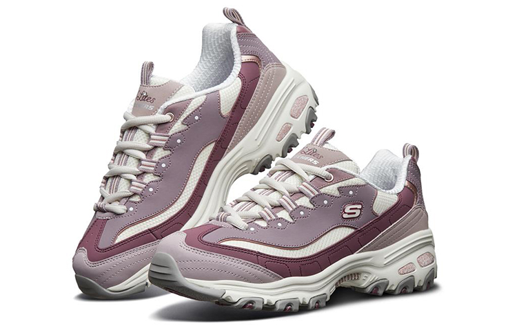Женские кроссовки Skechers D'LITES 1.0 (фиолетово-белые) — Фиолетовый / белый — фото 3