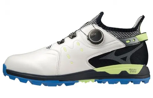 Mizuno Pro Wave Hazard Pro Boa Leather Fashion Slip Resistant Abrasion Resistant Low top Golf Shoes Men's White Black