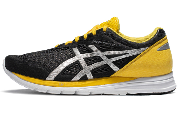 Asics Gel Feather Glide 4 Abrasion Resistant Low top Running Shoes Men's Black Yellow