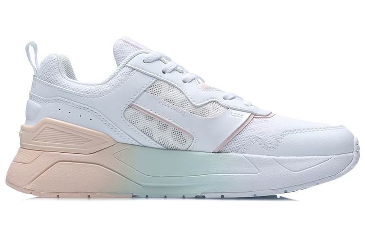 Li Ning Cushioning Slip Resistant Abrasion Resistant Low top Running Shoes Women’s White Apricot