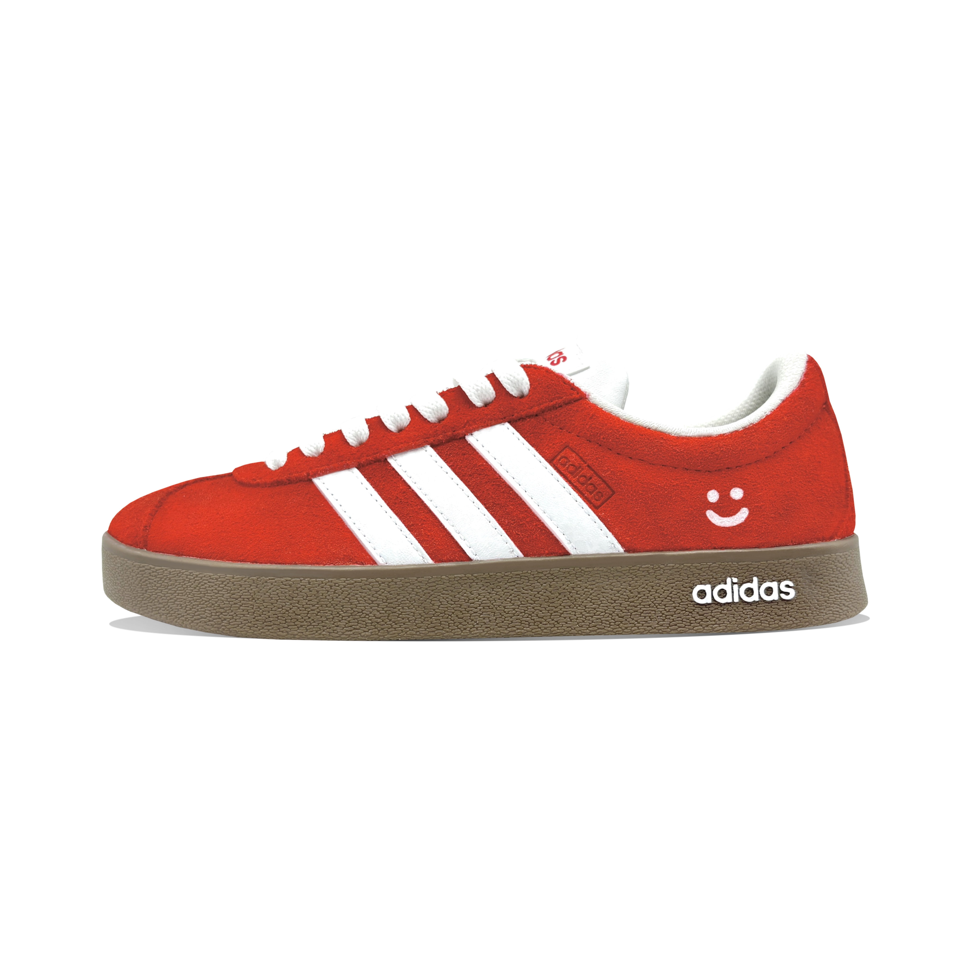 Adidas VL COURT 2.0 White Creation, Classic Red, Smiley Face Abrasion Resistant Lightweight