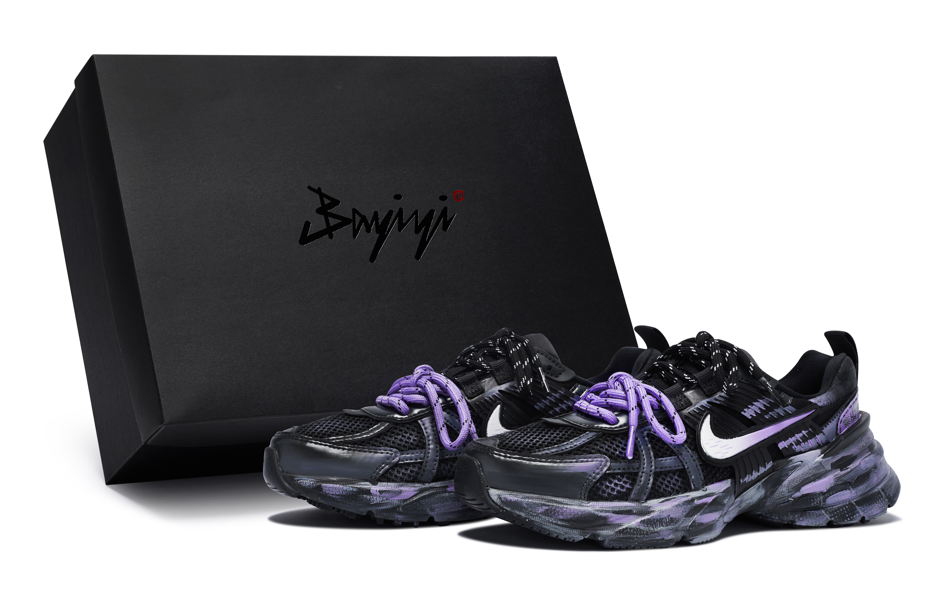 Nike V2K Run Waterproof Low top Running Shoes Unisex Black Purple