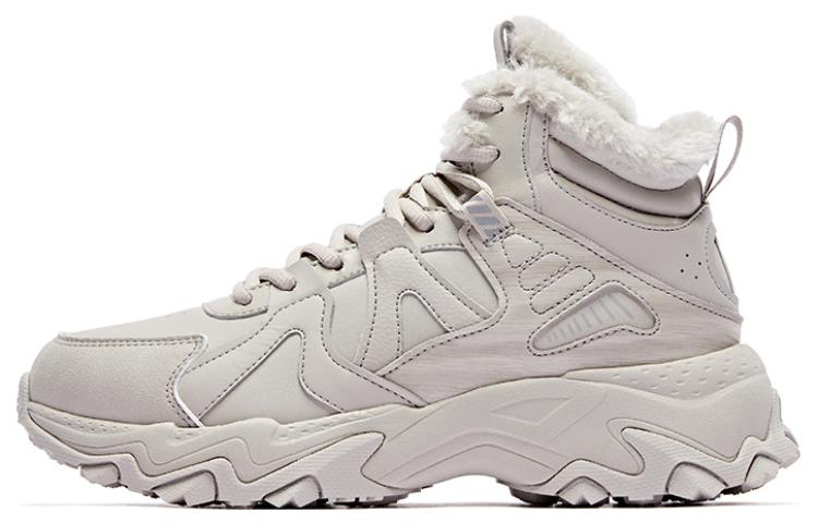 QIAODAN Fleece lined Cushioning Slip Resistant Lightweight High top Running Shoes Women’s Gray