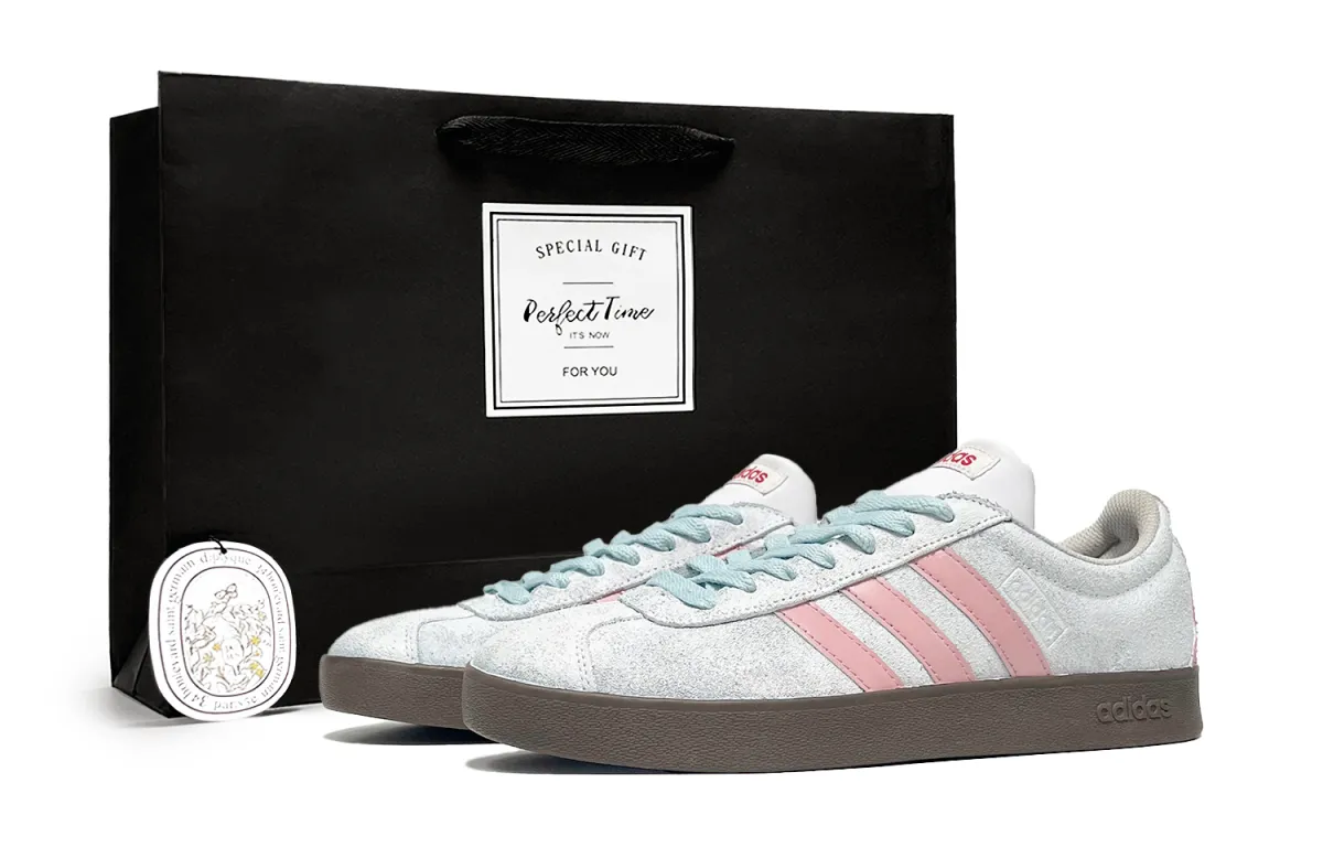 Adidas VL COURT 2.0 Sakura Feather Cushioning, Wear Resistant Low top Skateboard Shoes Unisex Cherry Pink