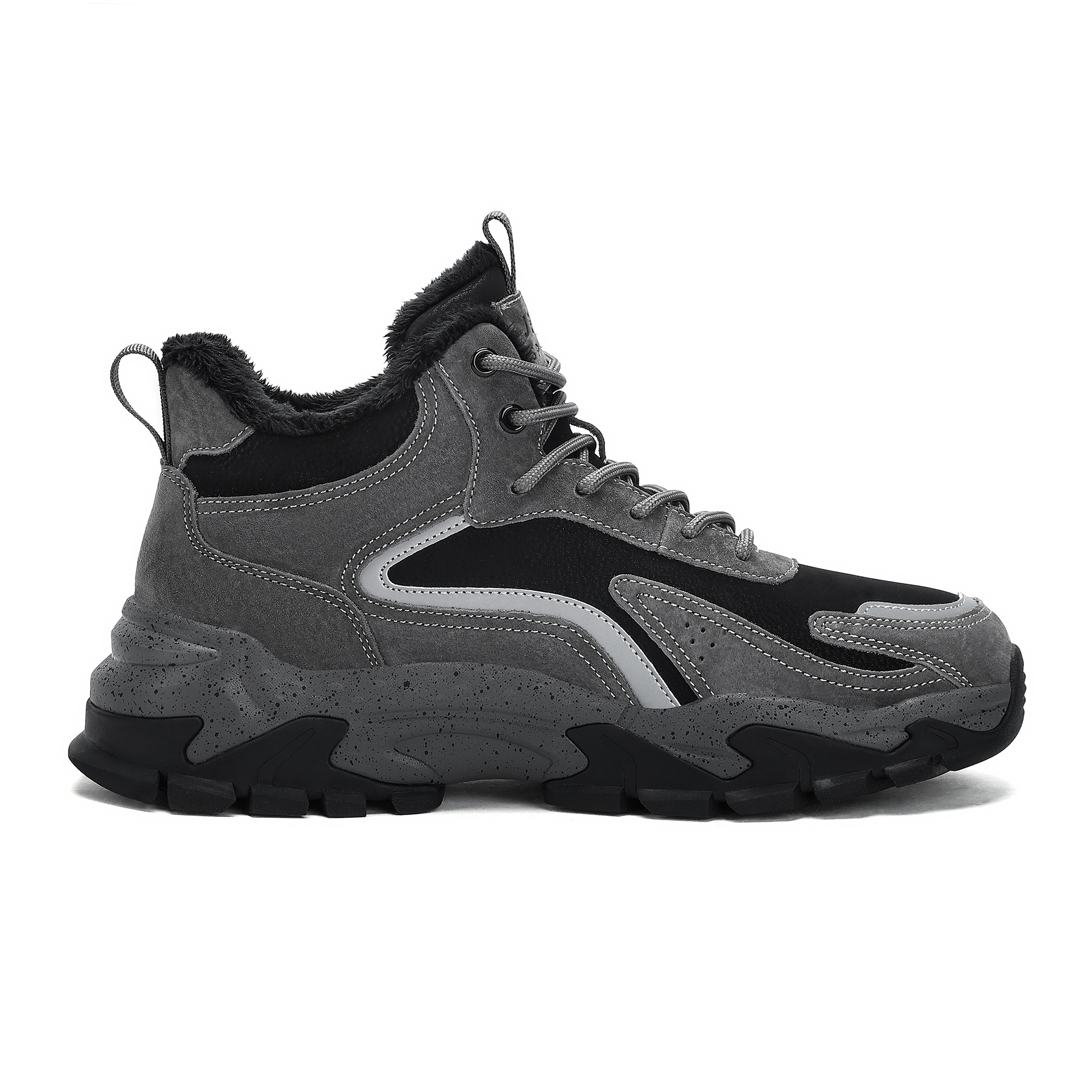 JEEP SPIRIT Fashion Abrasion Resistant High top Outdoor Shoes Men’s Climbing Gray