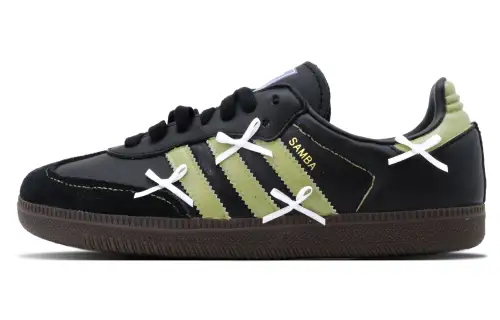 Adidas Originals SAMBA OG Slip Resistant Slip Resistant Low top Skateboard Shoes Unisex Black Green