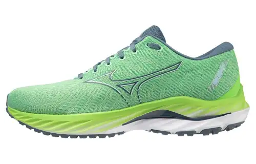 Mizuno Wave Inspire 19 Abrasion Resistant Cushioning, Wear Resistant Low top Running Shoes Men's Green Blue