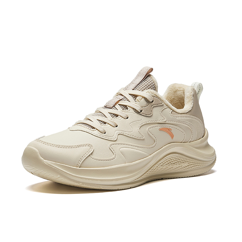 Anta Wander Winter Leather Upper Fleece Lined Comfortable Thermal Waterproof Slip Resistant Low top Running Shoes