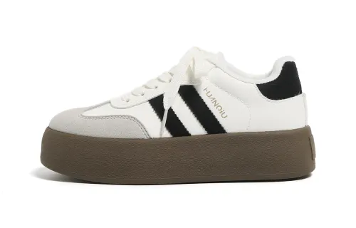 Global HUANQIU Velvet and thickened second cotton Thick sole virtue training Limited to the Year of the Horse Retro fashion versatile Korean style cute student party casual non-slip wear-resistant lightweight breathable increased low-top sneakers women's style