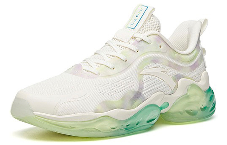 Anta Fabric Cushioning Slip Resistant Abrasion Resistant Low top Running Shoes Men’s White Green