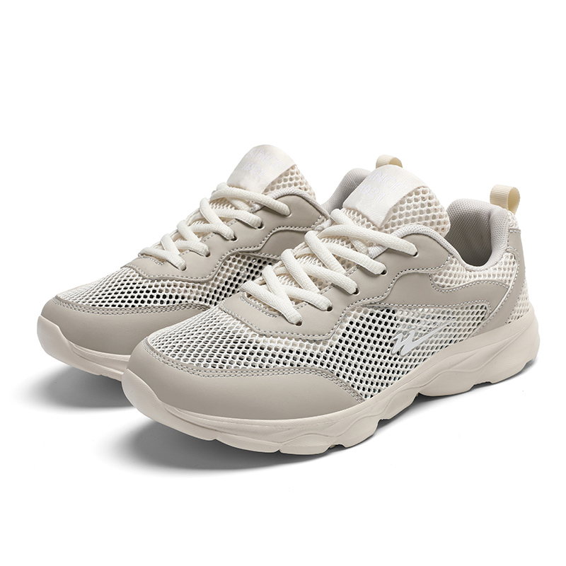 Binary Cushioning Rebound Lightweight Breathable Slip Resistant Low top Casual Running Shoes Women’s Beige