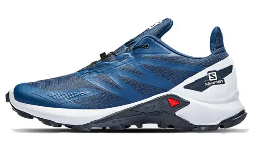 SALOMON Fabric Slip Resistant Breathable Coverage Support Impact Resistant Low top Running Shoes Men's Denim Blue