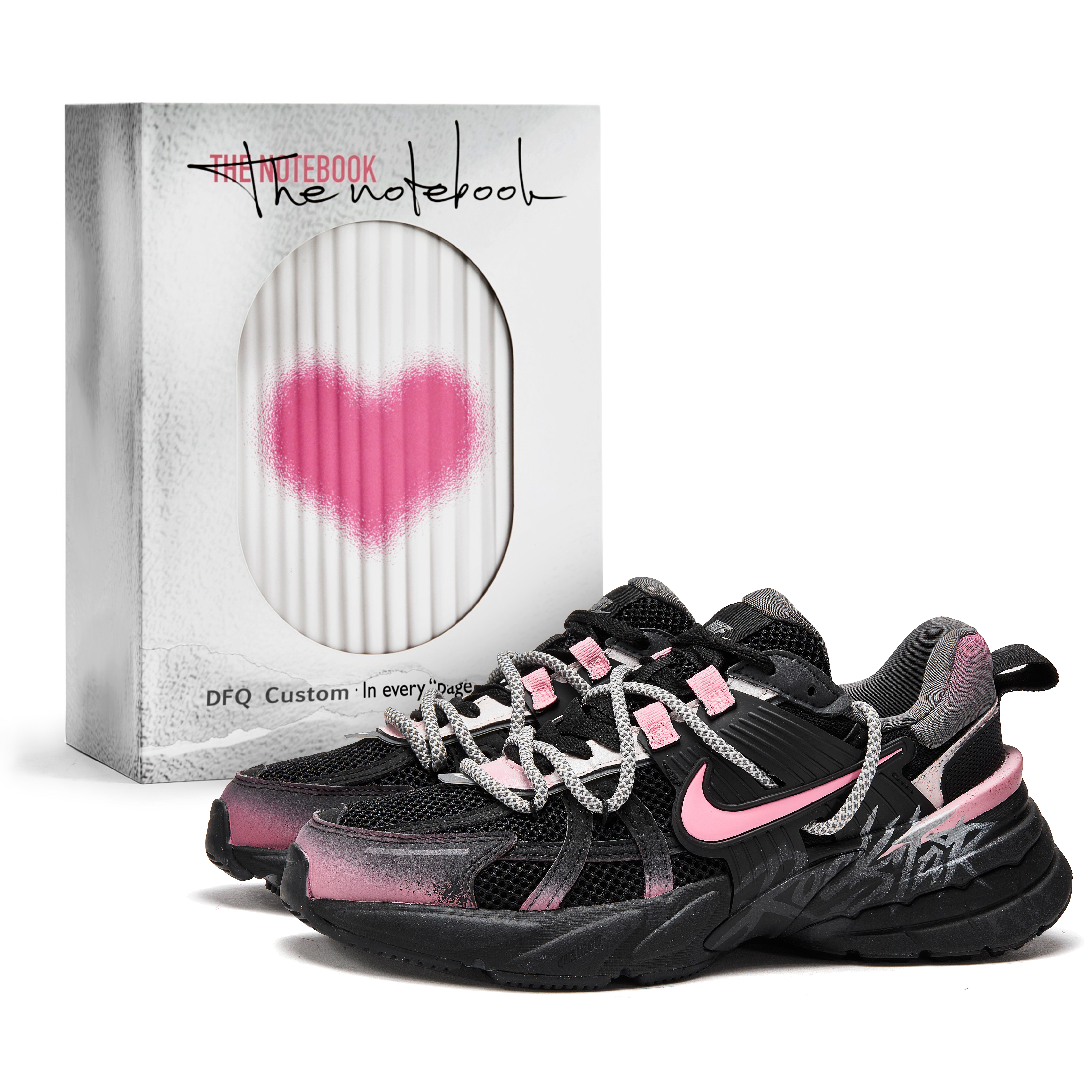 Nike V2K Run Slip Resistant Slip Resistant Low top Casual Running Shoes Men's Black Pink