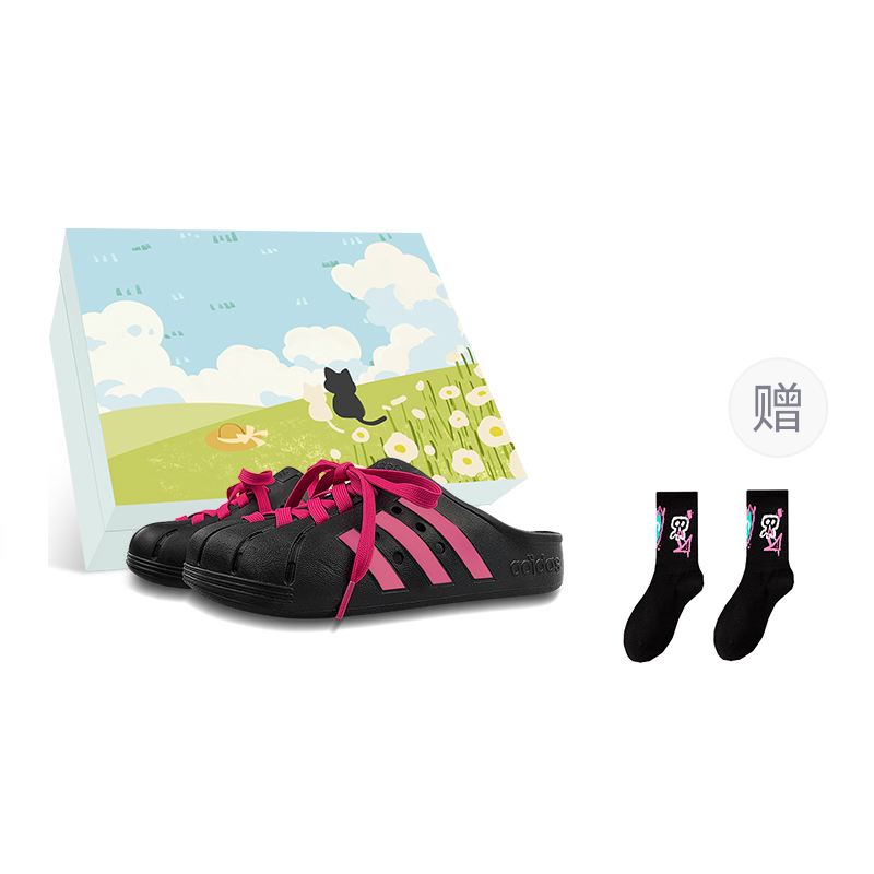 Adidas Adilette Slip Resistant Closed Toe Slippers Unisex Black Pink