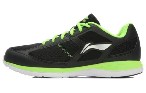 Li Ning Lightweight Abrasion Resistant Low top Running Shoes Men's Black White Green