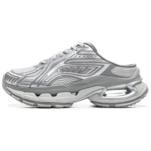 Li Ning Comfortable And Trendy Closed Toe Slippers Women's Silver Gray