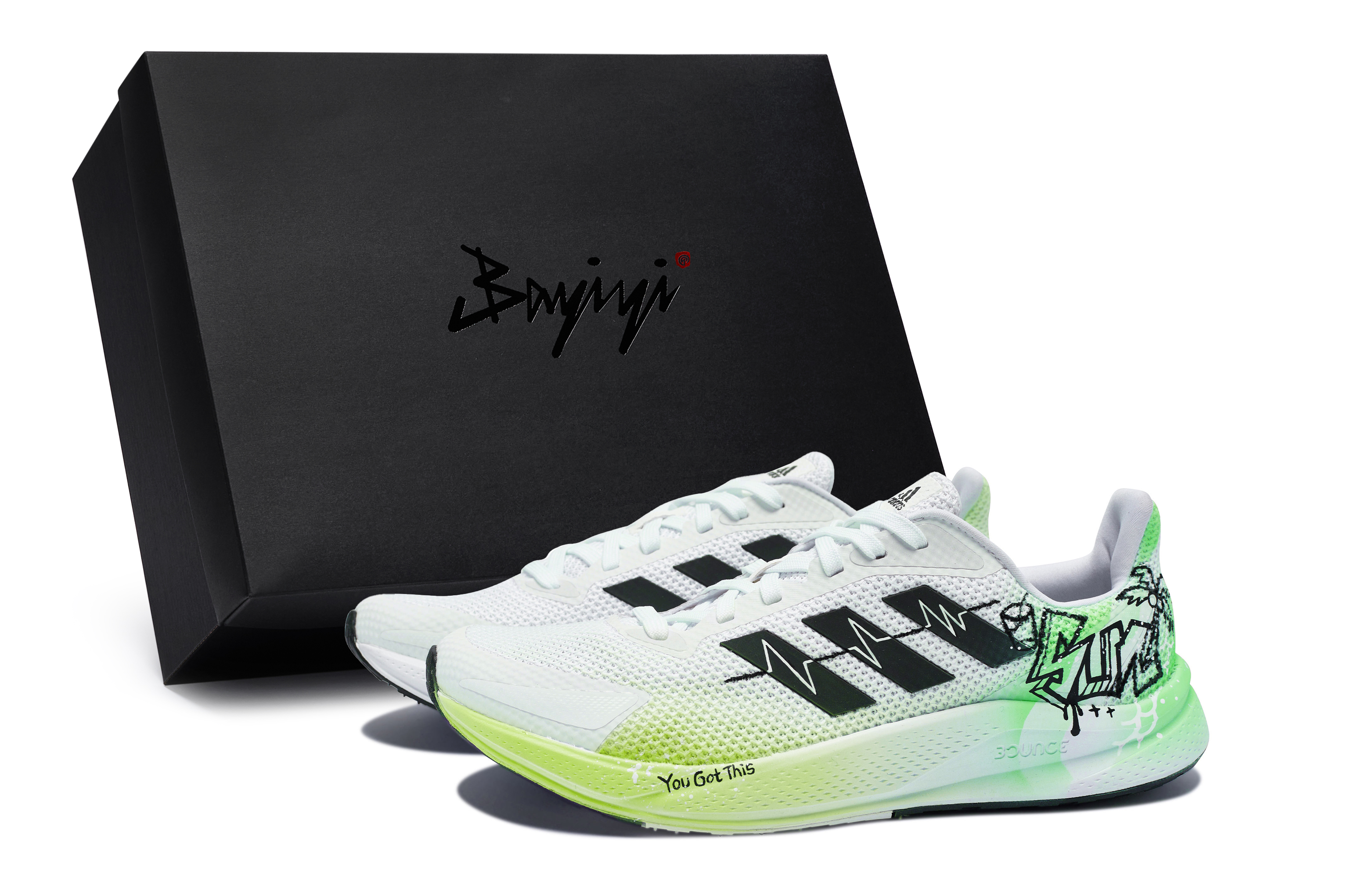 Adidas X9000l1 Fabric Breathable And Slip Resistant Low top Running Shoes Men's White Green Black