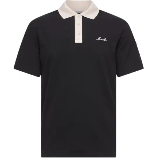 Moncler Moncler SS26 повседневная мужская рубашка-поло с вышитым логотипом и короткими рукавами