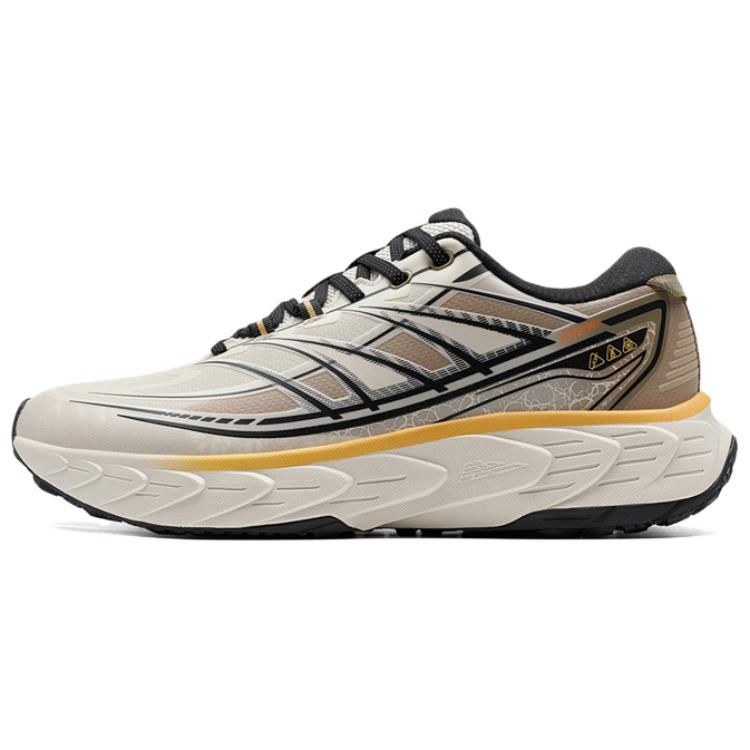 XTEP Synthetic Leather Slip Resistant Rebound Coverage Low top Sprint Running Shoes Men’s Beige Brown Black