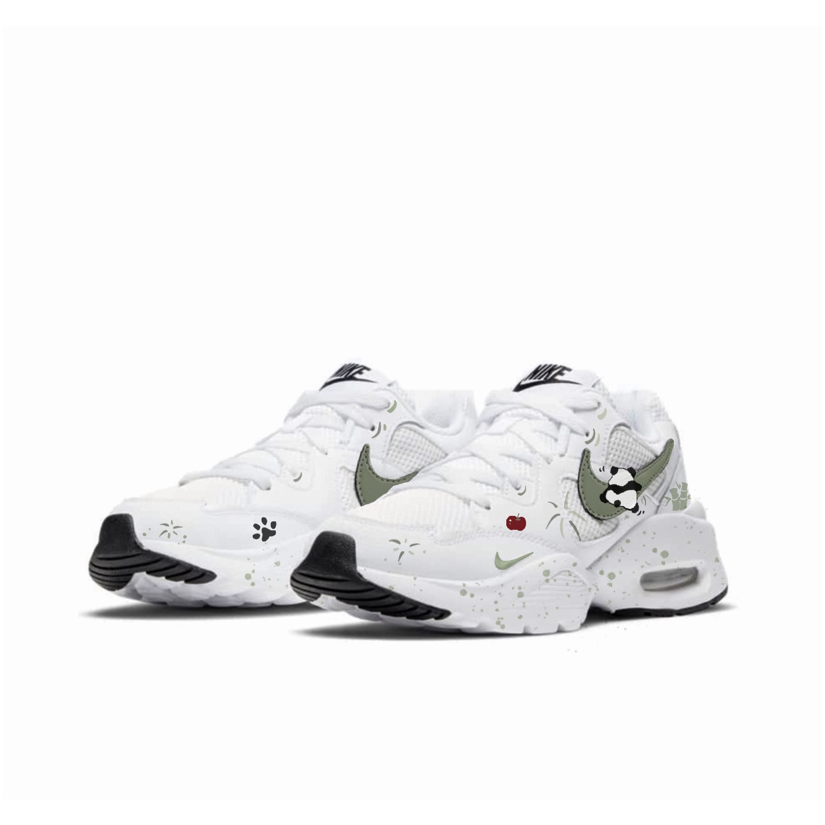 Nike Air Max Fusion Slip Resistant Abrasion Resistant Low top Running Shoes Women’s White Green
