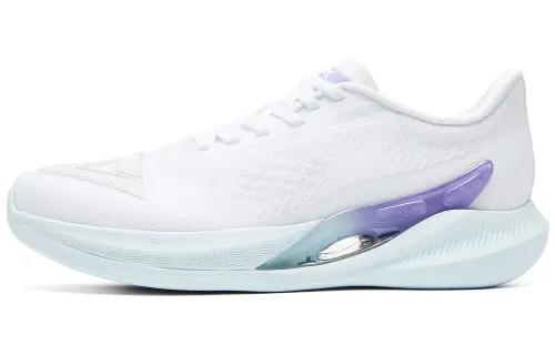 PEAK Cushioning Slip Resistant Abrasion Resistant Breathable Rebound Low top Running Shoes Men's All White Fine Blue