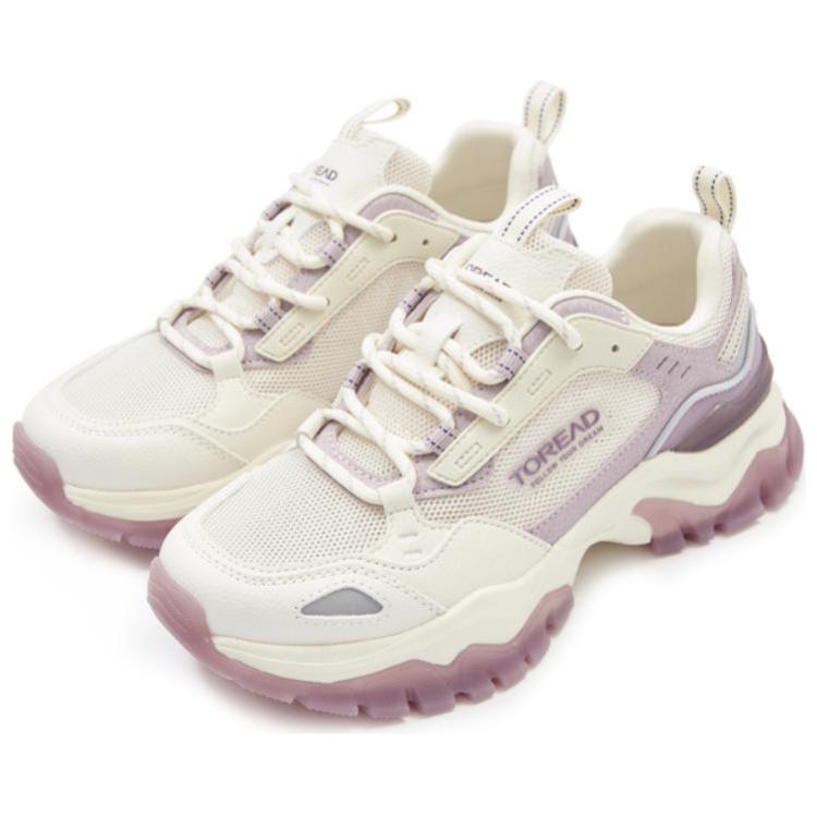 TOREAD Cushioning Abrasion Resistant Cushioning, Wear Resistant Low top Running Shoes Women’s Beige White Pink