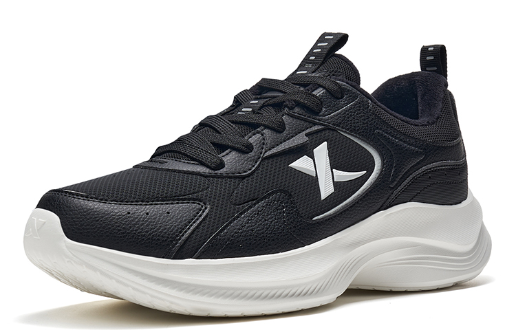 XTEP Comfortable Slip Resistant Abrasion Resistant Low top Running Shoes, Insulated Shoes Men’s Black Sail White