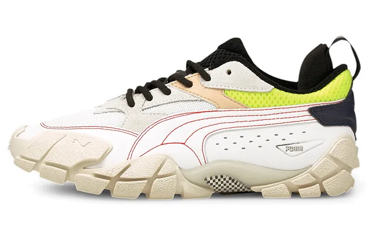 PUMA Mesh, Leather Cushioning Slip Resistant Lightweight Low top Running Shoes Women's Black White Green