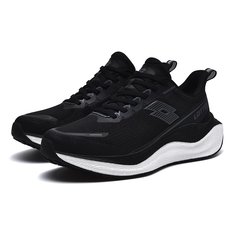 LOTTO Cushioning Anti-Slip And Wear-Resistant Lightweight Rebound Low-Top Rubber Outsole Running Shoes Men’s Black