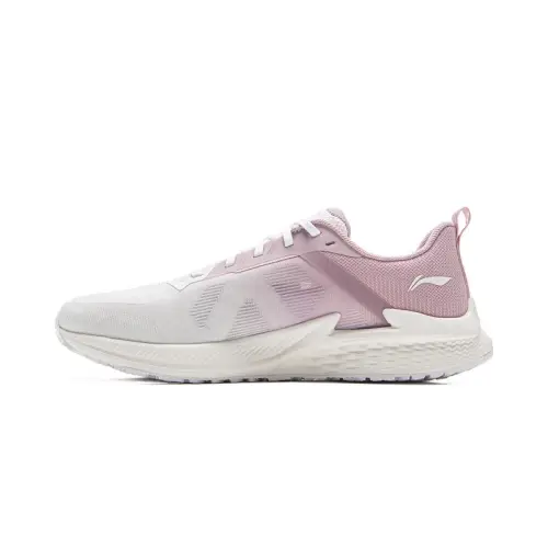 LiNing Breathable And Lightweight Low top Physical Fitness Test, Physical Exam, Racing Running Shoes Women's White Pink