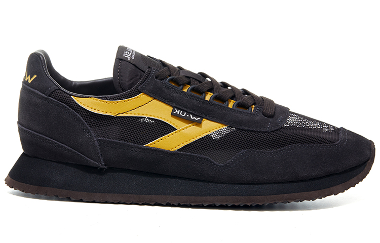 Norman Walsh Leather, Mesh Cushioning Abrasion Resistant Lightweight Low top Training Running Shoes Unisex Black Yellow