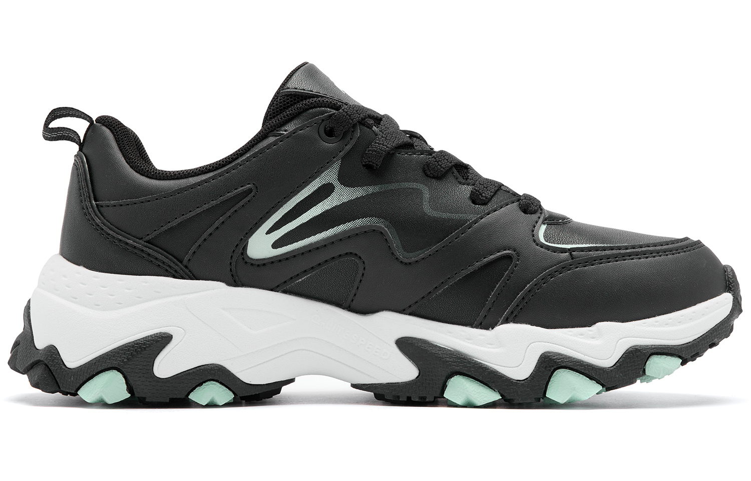 QIAODAN Slip Resistant Abrasion Resistant Low top Casual Running Shoes Women’s Black Cloud Mist Green