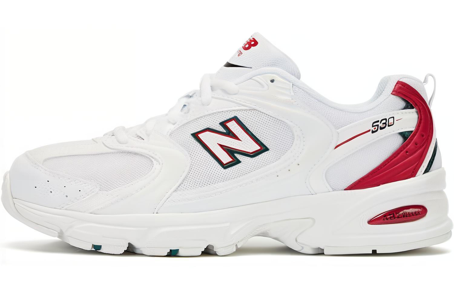 New Balance NB 530 retro lightweight fabric artificial leather first layer cowhide non-slip breathable low top casual running shoes men and women same style white red d wide